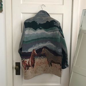 VINTAGE Woven Horse Coat with Hidden Pockets